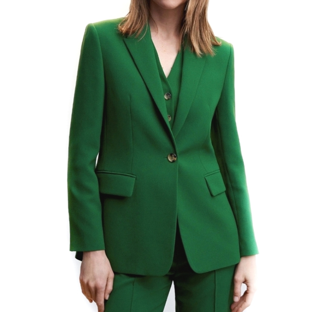 Mango Preppy Suit Blazer Green Size M Women's